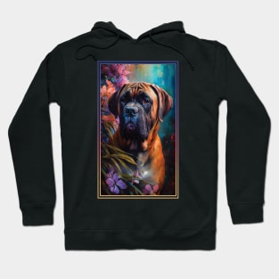 Boerboel Dog Vibrant Tropical Flower Tall Digital Oil Painting Portrait Hoodie